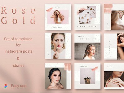 ROSE GOLD Instagram Template blogger branding elegant fashion feminine gold gold instagram template instagram instagram post instagram posts instagram stories instagram template rose rose gold rose gold template social media social media templates stories template templates