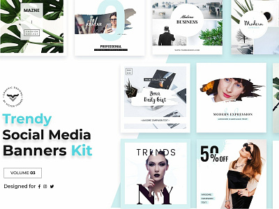 Trendy Social Media Banners Pack III banners banners kit blogger branding creative facebook fashion instagram magazine social media social media banners social media template template templates trending trendy trendy banners trendy design twitter