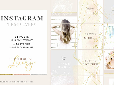 Luxury Instagram Posts and Stories blogger branding clean elegant fashion feminine instagram instagram posts instagram stories luxury luxury instagram posts luxury instagram stories luxury template modern social media social media pack social media templates stories template templates