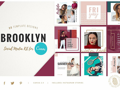 CANVA | Brooklyn Social Media blogger blush branding brooklyn social media canva design facebook fashion golden insta instagram instagram stories pinterest post posts social media social media templates stories template templates