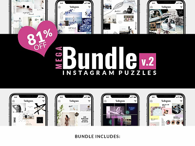 81% OFF| BUNDLE v.2-Instagram Puzzle blogger branding clean elegant fashion feminine instagram instagram bundle instagram bundle template instagram posts instagram puzzle instagram puzzle template instagram stories instagram template social media social media pack social media templates stories template templates