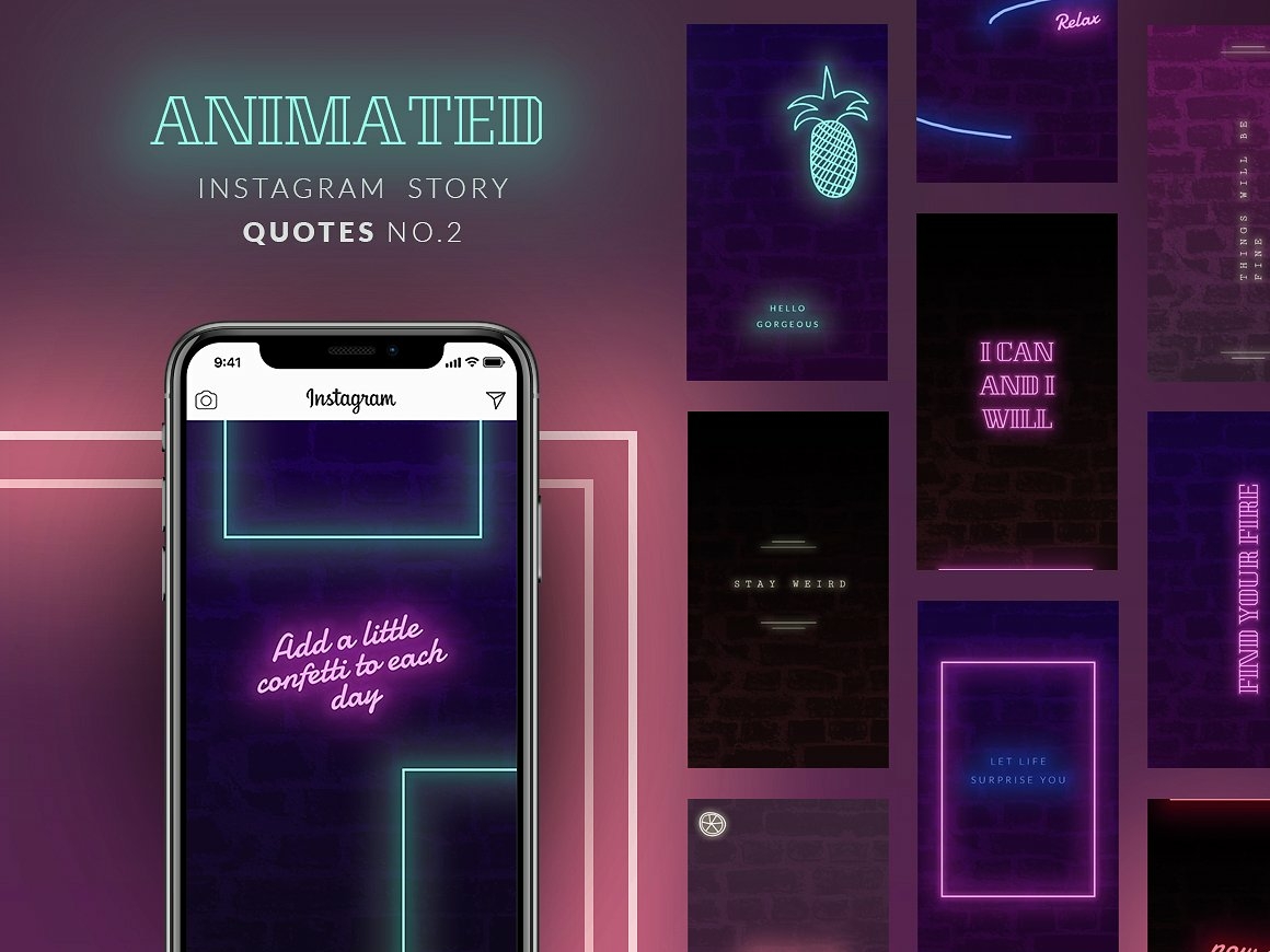 ANIMATED Instagram Story Quotes-Neon by Social Media Templates on Dribbble