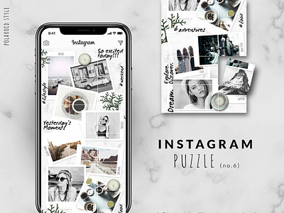 Instagram PUZZLE template - Polaroid by Social Media Templates on Dribbble
