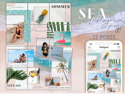 SEA - Instagram Puzzle blogger branding clean elegant fashion instagram instagram posts instagram puzzle instagram stories instagram template sea sea instagram template sea instgram puzzle seas instgram social media social media pack social media templates stories template templates