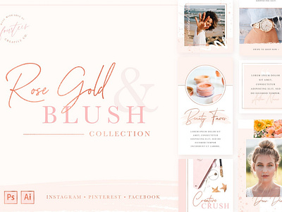 Rose Gold & Blush Social Media Pack blogger blush branding collections elegant facebook gold instagram instagram stories pinterest rose rose gold rose gold blush rose gold template social media social media pack social media template social media templates template templates