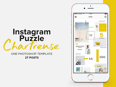 Instagram Puzzle Template Chartreuse blogger branding clean elegant instagram instagram posts instagram puzzle template instagram stories instagram template minimal modern photoshop puzzle puzzle template social media social media pack social media templates stories template templates