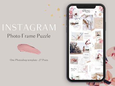 SPRING - Instagram Puzzle blogger branding clean elegant fashion feminine instagram instagram puzzle instagram stories instagram template modern social media social media pack social media templates spring spring instagram puzzle spring instagram template stories template templates