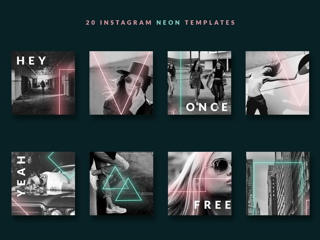 Instagram 90s Neon post by - Media Social templates ...