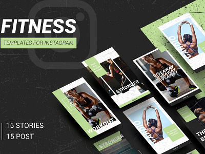 FITNESS & GYM - instagram template blogger branding clean elegant fashion fitness fitness template gym gym template instagram instagram posts instagram stories instagram template instagram templates social media social media pack social media templates stories template templates