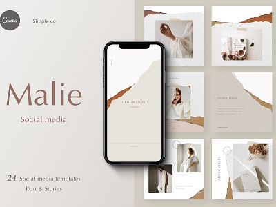 CANVA & PS / Malie - social media branding canva canva template clean elegant instagram instagram posts instagram stories instagram template malie minimal modern photoshop post social media social media pack social media templates stories template templates