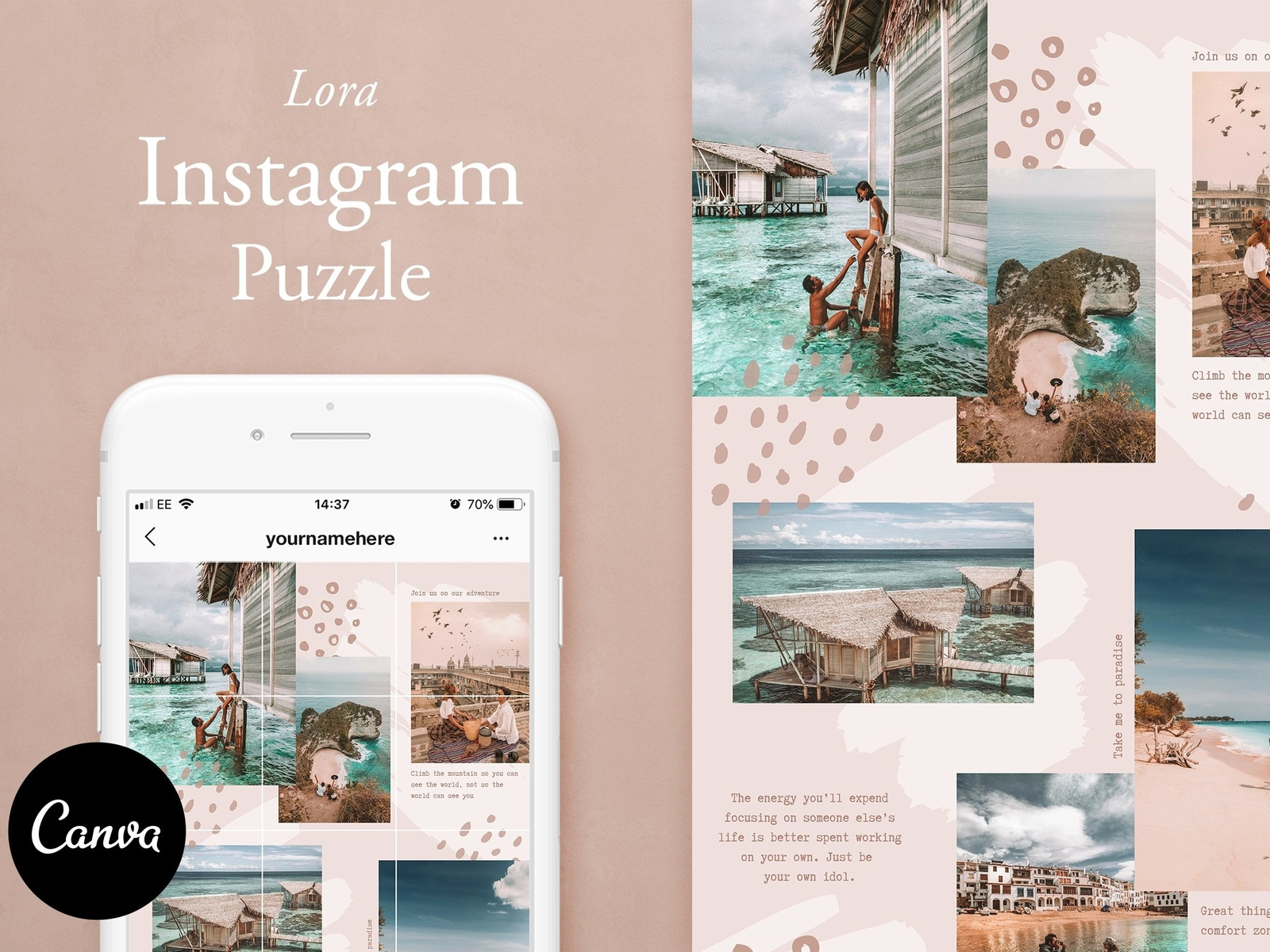 Instagram Puzzle Grid For Canva By Social Media Templates On Dribbble