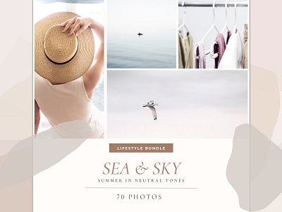 SEA & SKY in neutral tones blue blush design lady boss lifestyle light and airy neutral neutral tones photos poster retro sea sky social media templates styled stock styled stock photos template tones web design white