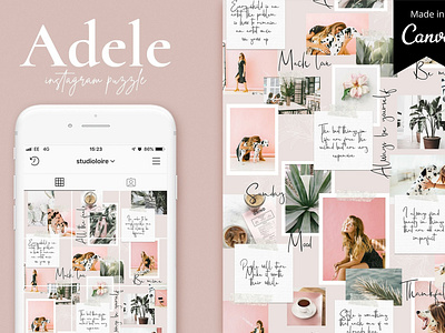 Adele Instagram puzzle | CANVA adele instagram branding canva canva design canva puzzle canva template elegant instagram instagram canva template instagram puzzle instagram puzzle template instagram stories instagram template puzzle puzzle template social media social media pack social media templates template templates