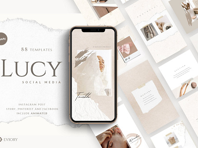 ANIMATED PS & Canva Lucy - Pack animated animated post animated template animated templates blog blogger branding canva canva template clean elegant fashion instagram posts instagram story instagram template minimal modern photoshop social media pack stories