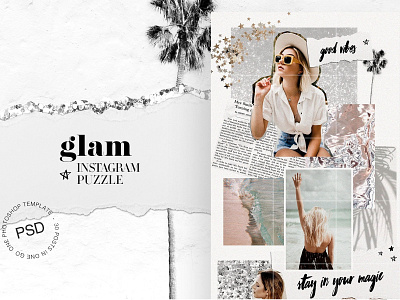 Glam Instagram Puzzle blog blogger branding elegant fashion glam instagram instagram posts instagram stories instagram story instagram template minimal modern photoshop social media social media pack social media templates stories template templates