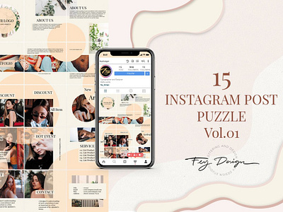 Instagram Post Puzzle Vol.01 blog blogger branding clean elegant fashion instagram post instagram post puzzle instagram posts instagram puzzle instagram puzzle template instagram story instagram template minimal modern photoshop puzzle puzzle template social media pack stories