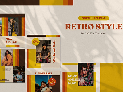 Retro Style - Instagram Pack branding elegant instagram instagram feed instagram pack instagram post instagram posts instagram stories instagram story retro retro social media retro style retro template social media social media pack social media templates template templates vintage vintage social media