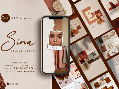 PS & Canva Sina - Social Media Pack animated animated instagram animated panorama animated template animated templates blog blogger branding canva fashion instagram posts instagram story instagram template minimal modern panorama photoshop social media social media pack social media template