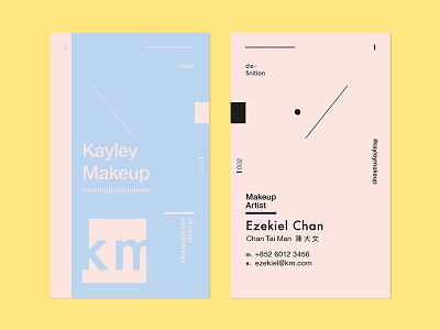 Kayley Makeup colour design futura line minimal namecard pantone shape