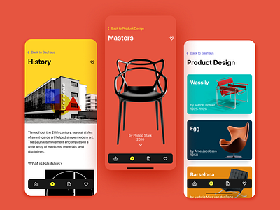 Design History — Concept app bauhaus colorful concept design design app design history history ios 13 mobile design study app ui design ux design