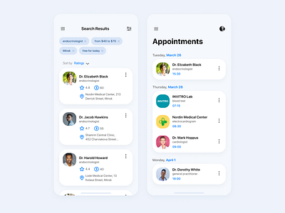 Health care app — Find doctors and make an appointments