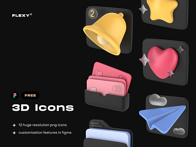3D variations of popular icons 3d 3d art 3d artist 3d icons clock clock icon folder folder icon icon icon design icon set iconography icons message icon messenger messenger icon notification notification icon security security icon