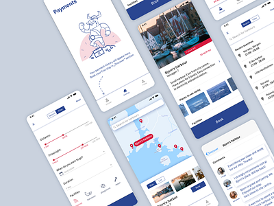 Harbor booking app concept app booking map marine mobile design ui