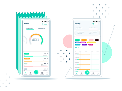 Finance app – reports app finance flat graph overview report ui vector