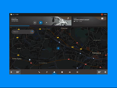 🚘 Android Automotive concept | Navigation dashboard android app auto automotive car cells dark dashboard design infotainment navigation ui