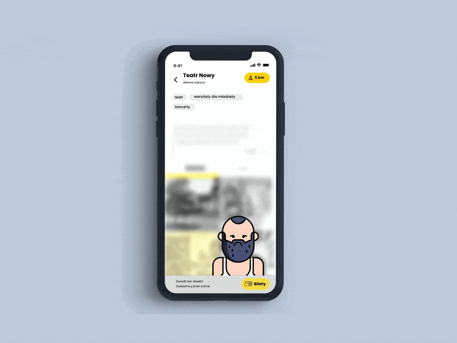 Tour guide app animated gif app character duotone flat guide illustration mobile app ui ux vector