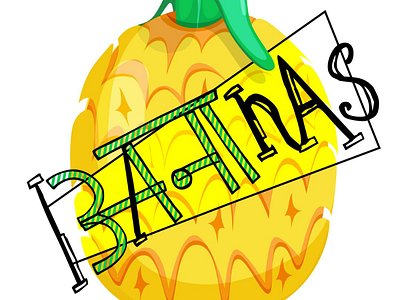 Banana - Ananas art banana devanagari illustration observational pineapple typography vector