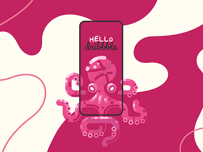Hello Dribbble app design digital design dribbble flat hello illustration illustrator minimal mobile phone pink product design ui vector visual design web