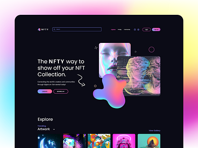 NFT Gallery blockchain crypto gallery marketplace minimal modern nft nft marketplace nfts nfty nfty product product design token ui ux