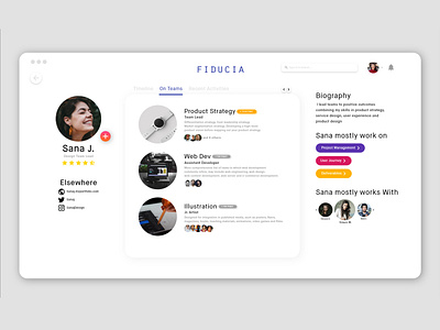 Profile Page DailyUI app art branding colours design flat illustration modern profile task team typography ui user experience ux vector web