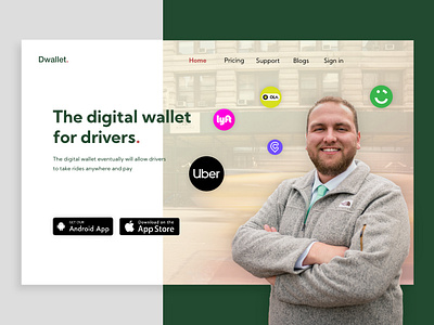 Driver digital wallet landing page adobe xd design drive driver app minimal simple ui ui ui inspiration web webdesign website