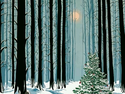 Xmas forest digital art drawing illustration illustrator