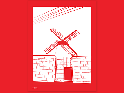 The wind illustration mill onecolor red wind