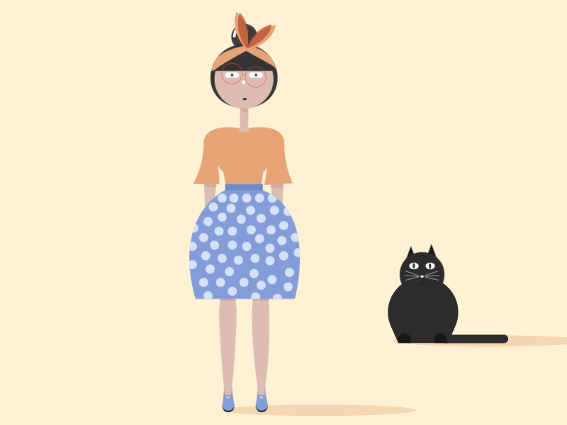 Pretty Girl Cat black cat cat cat illustration cat lady girl girl character girl illustration pretty