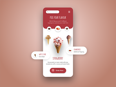 Build Your Ice Cream! app card colour colours concept design food food app ice cream mobile modern ui ux