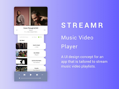 Music Video Player App app card colour mobile modern music ui ux