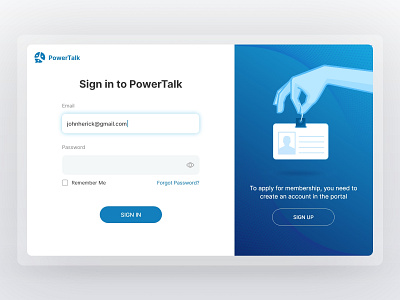 PowerTalk Login Screen