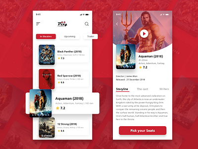 Movie App app cinema concept design film geners ios mobile movie rating seats theatre ui ux ux design