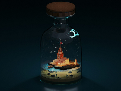 Maiden s Tower in Jar 3d arhictecture blender blue building design game illustration isometric lowpoly render