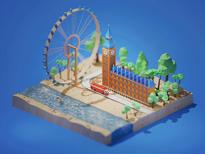 Big Ben 3dillustration illustration isometric lowpoly