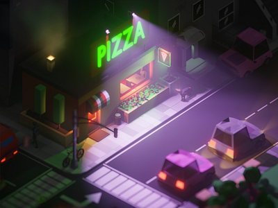 Pizza! isometric lowpoly blender