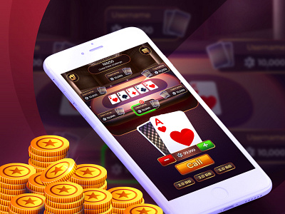 Playing Screen - Poker Game app branding cardgame design game graphic icon illustration logo mobile playing card poker typography ui ux vector