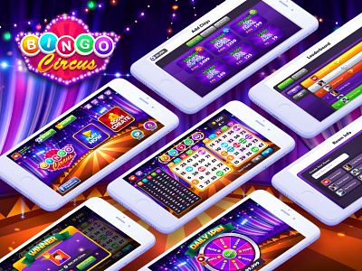 Bingo Circus - Game UI app bingo branding design game game design game ui graphic icon illustration logo mobile spinner store typography ui ux vector winner