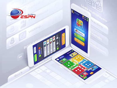 ESPN Global - Ludo Game UI 2d app appicon branding design espn game global graphic icon illustration logo ludo minimal mobile playing typography ui ux vector