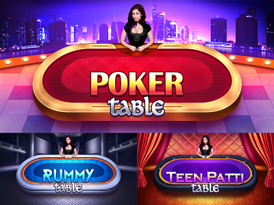 Playing Table - Poker, Rummy and Teen Patti. 2d app branding cardgame design game illustration logo poker rummy table teenpatti ui ux vector
