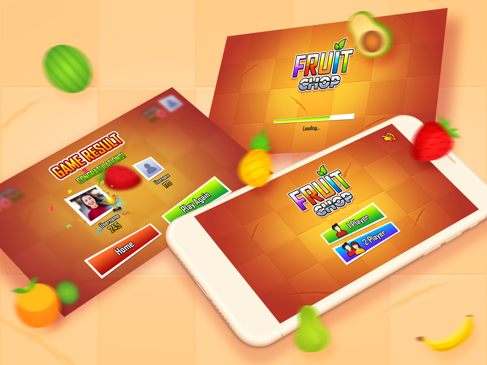 Fruit Chop Game UI by GaurangDK on Dribbble